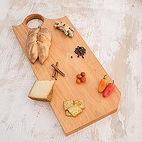 Wood cutting board, 'Mixco Motif' - Cypress Wood Board for Cutting or Serving