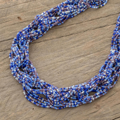 Glass beaded strand necklace, 'Colorful Burst' - Colorful Glass Beaded Strand Necklace from Guatemala