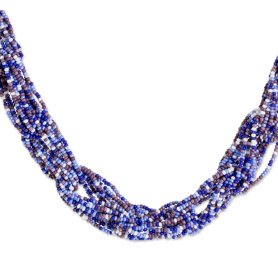 Halskette aus Glasperlensträngen - Bunte Glasperlenkette aus Guatemala