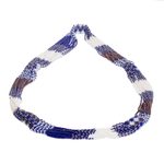 Glass beaded strand necklace, 'Harmonious Elegance in Blue' - Blue and White Glass Beaded Strand Necklace from Guatemala