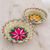 Natural fiber decorative baskets, 'Feminine Stars' (pair) - Embroidered Natural Fiber Decorative Baskets (Pair) thumbail