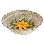 Natural fiber decorative basket, 'Artisanal Star in Yellow' - Yellow Star Natural Fiber Decorative Basket from Guatemala