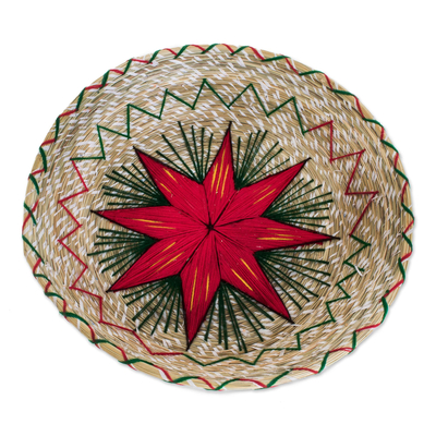 Dekokorb aus Naturfaser - Red Star Naturfaser-Dekorationskorb aus Guatemala