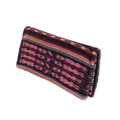 Recycled cotton wallet, 'Solola Geometry' - Geometric Striped Recycled Cotton Wallet from Guatemala