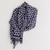 Rayon shawl, 'Navy Honeycomb' - Shibori Handwoven Rayon Shawl in Navy from Guatemala