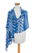 Rayon shawl, 'Royal Blue Silhouettes' - Handwoven Royal Blue Shibori Rayon Shawl from Guatemala thumbail