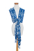 Rayon shawl, 'Royal Blue Silhouettes' - Handwoven Royal Blue Shibori Rayon Shawl from Guatemala (image 2c) thumbail