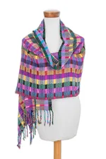 Cotton shawl, 'San Juan Fiesta' - Colorful Cotton Shawl Crafted in Guatemala