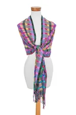 Cotton shawl, 'San Juan Fiesta' - Colorful Cotton Shawl Crafted in Guatemala