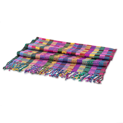 Cotton shawl, 'San Juan Fiesta' - Colorful Cotton Shawl Crafted in Guatemala