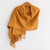 Cotton shawl, 'Subtle Texture in Saffron' - Textured Cotton Shawl in Saffron from Guatemala (image 2) thumbail