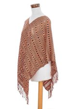 Cotton poncho, 'Fusion of Color' - Patterned Cotton Poncho Handwoven in Guatemala