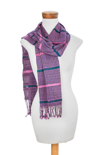 Bright Pastel Patterned All Cotton Scarf from Guatemala