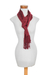 Bufanda de rayón, 'Color y textura en vino' - Bufanda de rayón tejida a mano en color rojo vino con flecos