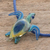 Art glass pendant necklace, 'In the Lagoon' - Blue and Yellow Art Glass Sea Turtle Pendant Necklace (image 2b) thumbail