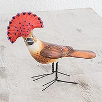 Ceramic figurine, 'Royal Flycatcher' - Hand-Painted Ceramic Royal Flycatcher Bird Figurine