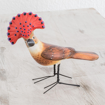 Keramikfigur - Handbemalte königliche Fliegenfänger-Vogelfigur aus Keramik