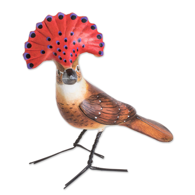 Hand-Painted Ceramic Royal Flycatcher Bird Figurine