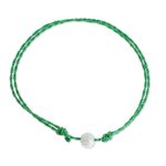 Jade anklet, 'Boho Rope in Green' - Jade Anklet with Adjustable Green Cord from Guatemala