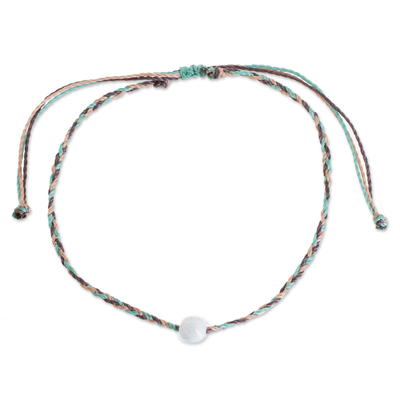 Colorful Cord Anklet with White Jade from Guatemala