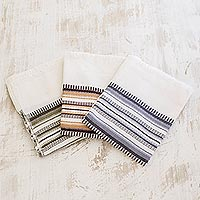Cotton dish towels, 'Earth Colors' (set of 3) - 3 Handwoven Guatemalan Earthtone Cotton Dish Towels