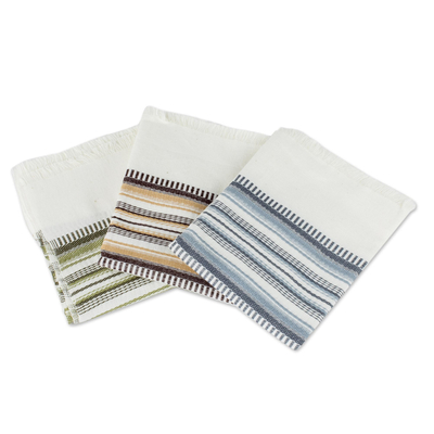 Cotton dish towels, 'Earth Colors' (set of 3) - 3 Handwoven Guatemalan Earthtone Cotton Dish Towels