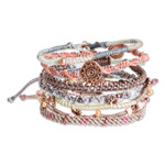 Glass beaded macrame bracelets, 'Boho Histories' (set of 7) - Glass Beaded Macrame Bracelets from Guatemala (Set of 7)