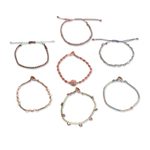 Glass beaded macrame bracelets, 'Boho Histories' (set of 7) - Glass Beaded Macrame Bracelets from Guatemala (Set of 7)