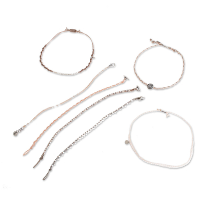 Makramee-Armbänder aus Glasperlen, (7er-Set) - Makramee-Armbänder aus Glasperlen in Rosa (7er-Set)