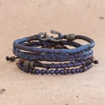 Lapis lazuli and leather bracelets, 'Rugged Vibes' (set of 4) - Lapis Lazuli and Leather Bracelets from Guatemala (Set of 4)