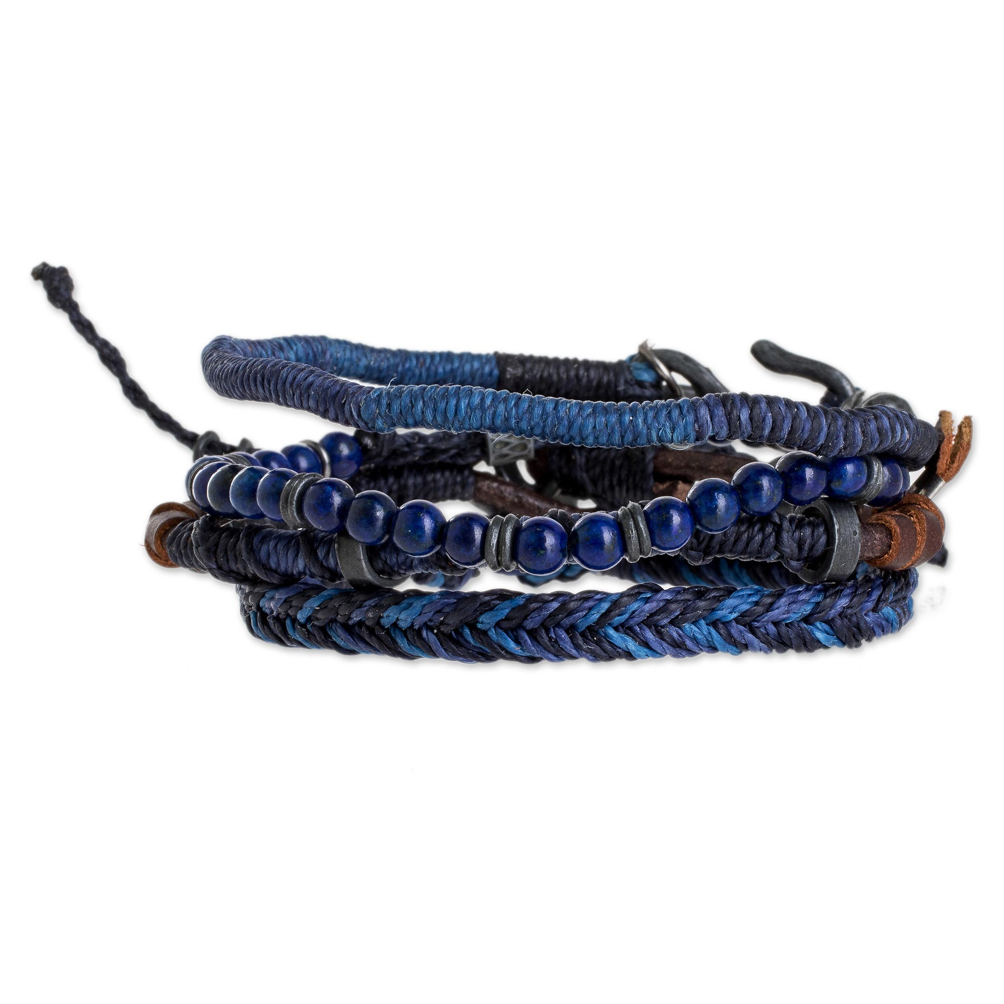UNICEF Market | Lapis Lazuli and Leather Bracelets from Guatemala (Set ...