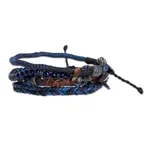 Lapis lazuli and leather bracelets, 'Rugged Vibes' (set of 4) - Lapis Lazuli and Leather Bracelets from Guatemala (Set of 4)