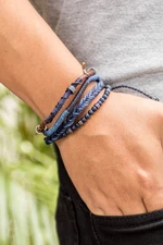 Lapis lazuli and leather bracelets, 'Rugged Vibes' (set of 4) - Lapis Lazuli and Leather Bracelets from Guatemala (Set of 4)