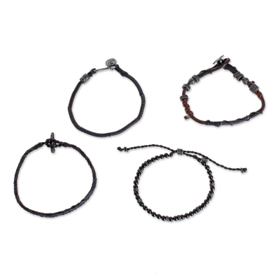 Macrame bracelets, 'Rugged Highlands' (set of 4) - Set of 4 Hand Crafted Macrame Bracelets