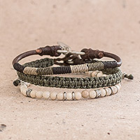 Neutral Tones Macrame Bracelets from Guatemala (Set of 3),'Highland Elements'