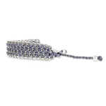 Hand-knotted wristband bracelet, 'Bold Mail in Cadet Blue' - Hand-Knotted Wristband Bracelet in Cadet Blue with Metal