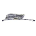 Hand-knotted wristband bracelet, 'Bold Mail in Cadet Blue' - Hand-Knotted Wristband Bracelet in Cadet Blue with Metal