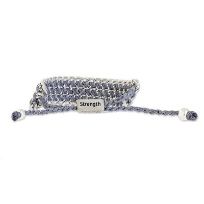 Handgeknüpftes Armband - Handgeknüpftes Armband in Kadettenblau mit Metall
