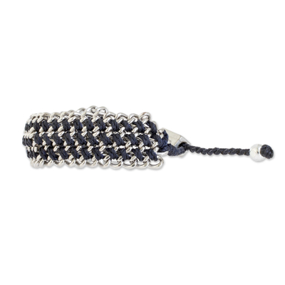 Handgeknüpftes Armband - Handgeknüpftes Armband in Marineblau mit Metall