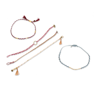 Glass beaded macrame bracelets, 'Powerful Friendship' (set of 5) - Glass Beaded Macrame Bracelets in Various Colors (Set of 5)