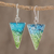 Recycled CD dangle earrings, 'Ombre Triangles' - Triangular Recycled CD Dangle Earrings from Guatemala thumbail