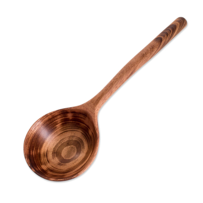 Wood serving spoon, 'Familiar Flavor' - Handmade Jobillo Wood Serving Spoon from Guatemala