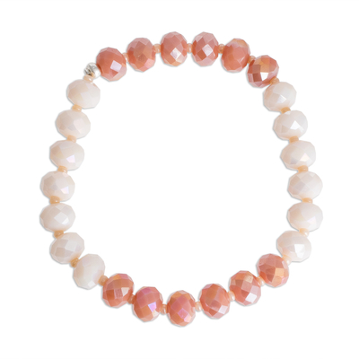 Pink Crystal and Glass Beaded Stretch Bracelet