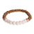 Crystal and wood beaded stretch bracelet, 'Forest Goddess' - Crystal and Pinewood Beaded Stretch Bracelet from Guatemala