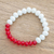 Crystal beaded stretch bracelet, 'Purity and Desire' - Red and White Crystal Beaded Stretch Bracelet from Guatemala