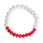 Crystal beaded stretch bracelet, 'Purity and Desire' - Red and White Crystal Beaded Stretch Bracelet from Guatemala