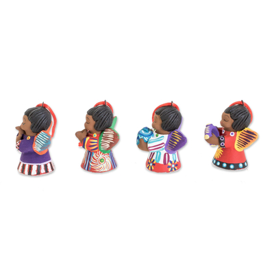 Ceramic ornaments, 'Earth Angels (set of 4) - Four Handcrafted Ceramic Angel Ornaments