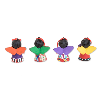 Ceramic ornaments, 'Earth Angels (set of 4) - Four Handcrafted Ceramic Angel Ornaments