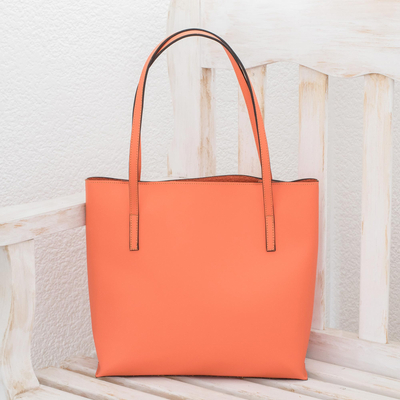 Bonded leather shoulder bag, Sublime Elegance in Peach