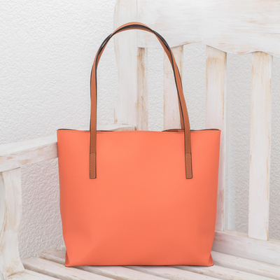 Bonded leather shoulder bag, Sublime Style in Peach